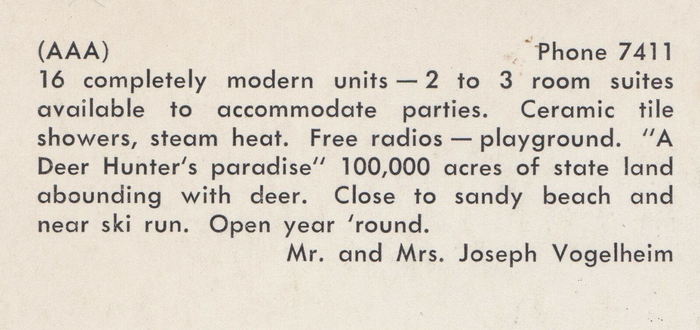 Presque Isles Huron Shore Motel (Presque Isle Motel) - Old Postcard Back (newer photo)